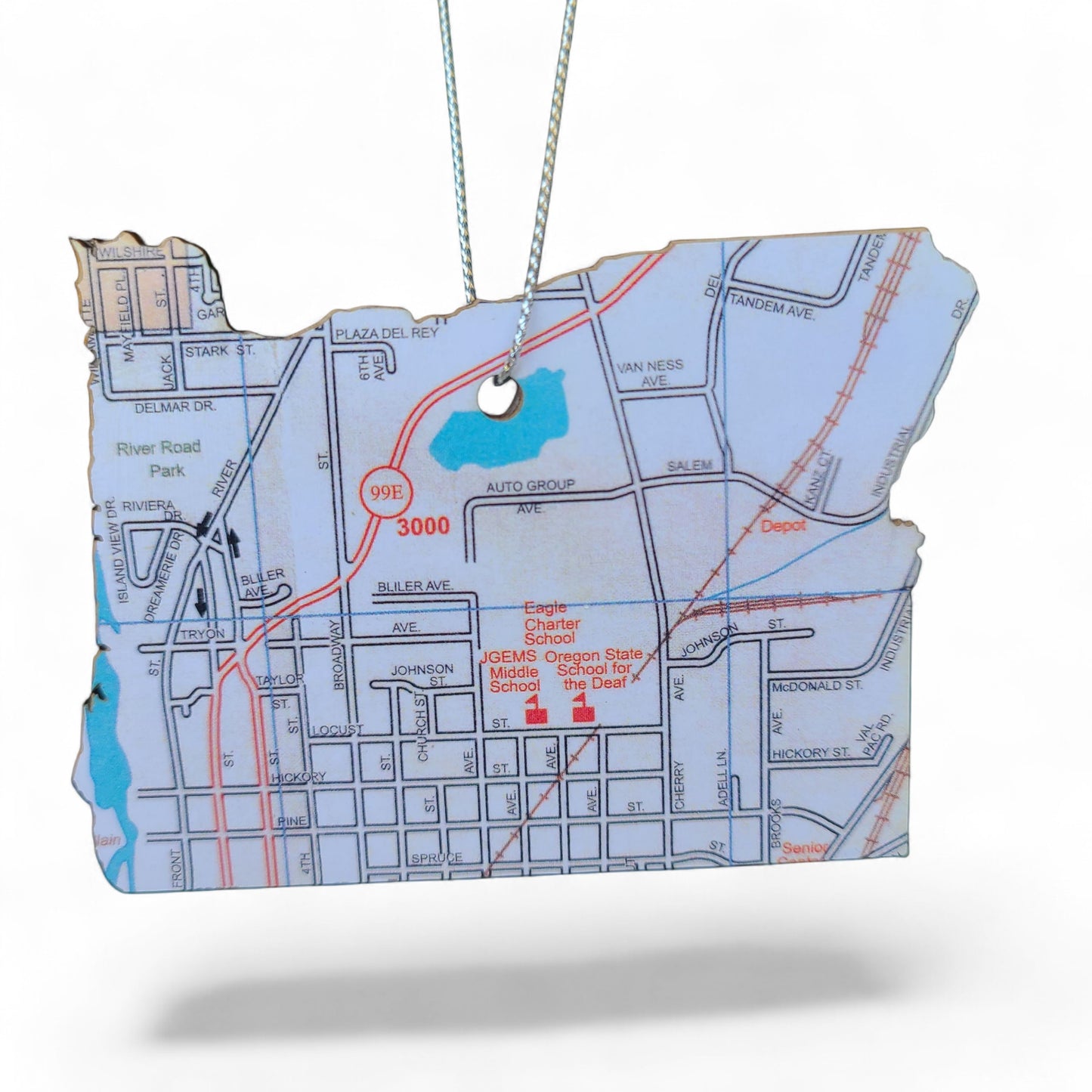 OREGON - "Oregon School for the Deaf in Salem" Map Ornament