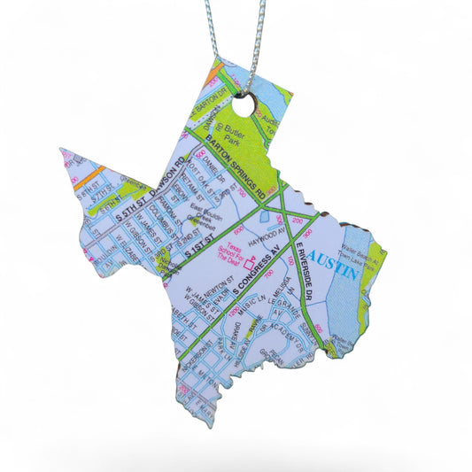 TEXAS - "Texas School For the Deaf in Austin" Map Ornament