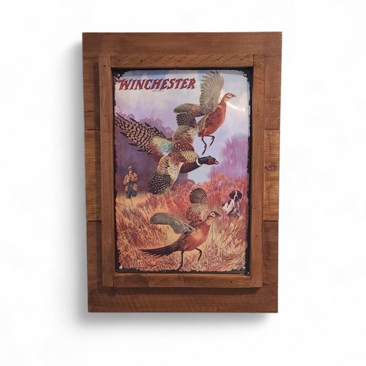 TIN SIGN - Winchester Pheasants by Lynn Bogue Hunt