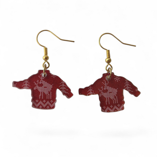 "Naughty Reindeers Sweater" earrings (GOLD)