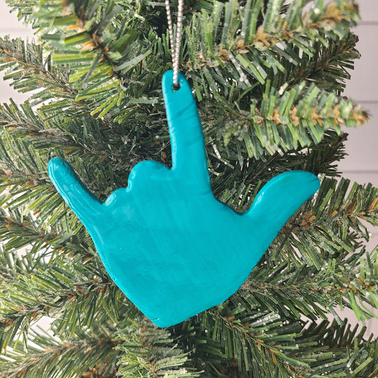 "I Love You (Teal)" ornament