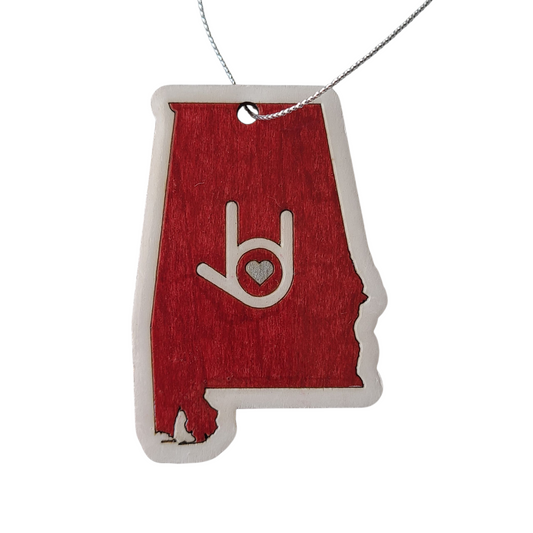 "I Love You, Alabama (Red/White/Silver)" ornament