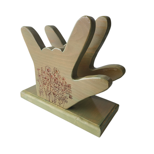 NAPKIN HOLDER - Green I Love You With Flowers