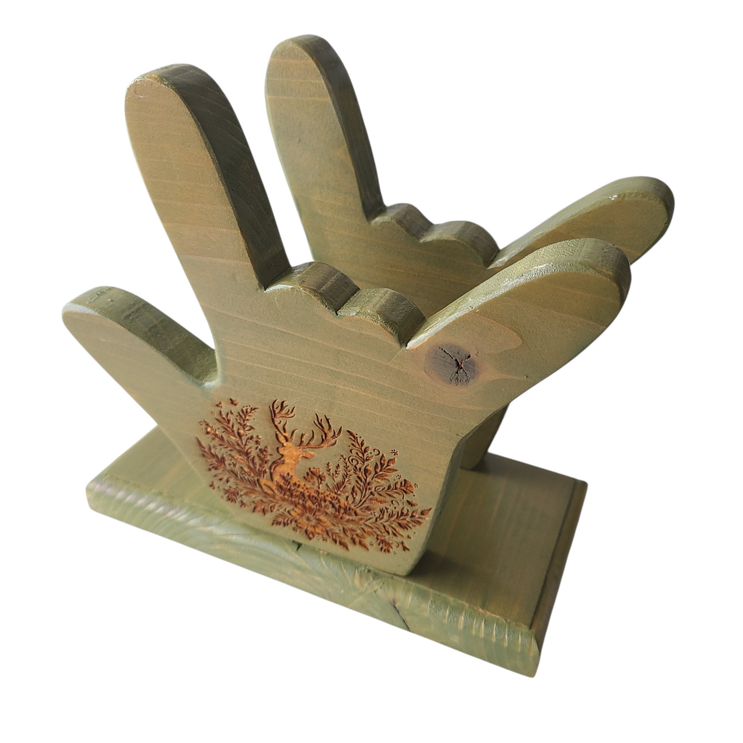 NAPKIN HOLDER - Green I Love You With Deer Flowers