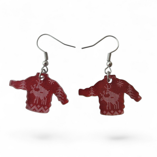 "Naughty Reindeers Sweater" earrings (SILVER)