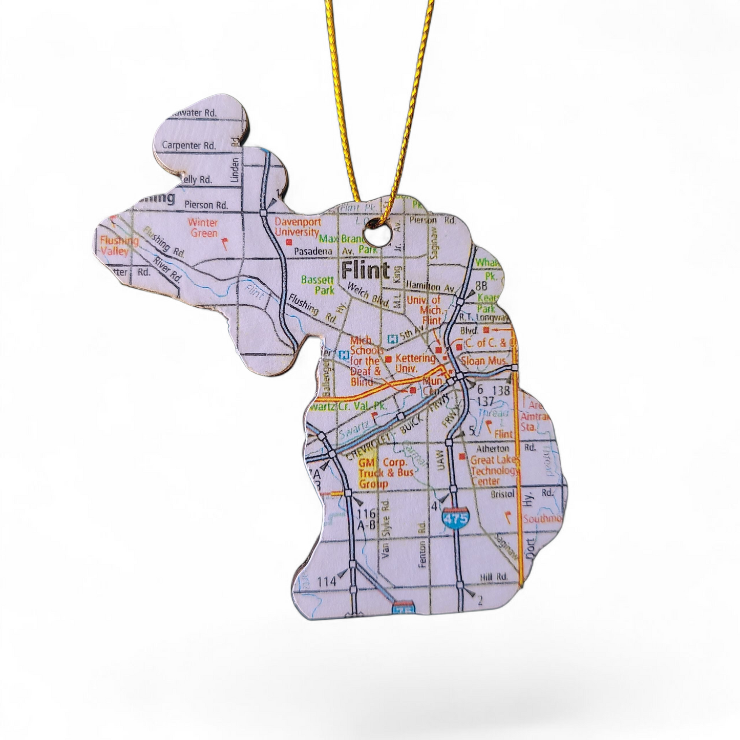 MICHIGAN - "Michigan School for the Deaf in Flint" Map Ornament