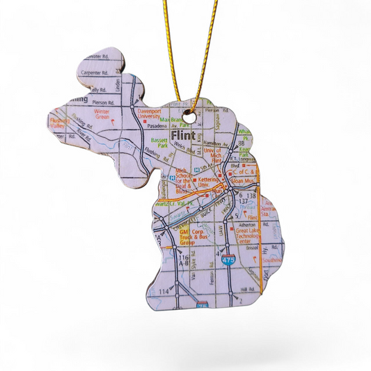 MICHIGAN - "Michigan School for the Deaf in Flint" Map Ornament