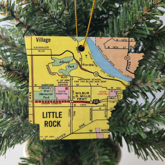 ARKANSAS - "Arkansas School for the Deaf in Little Rock" Map Ornament