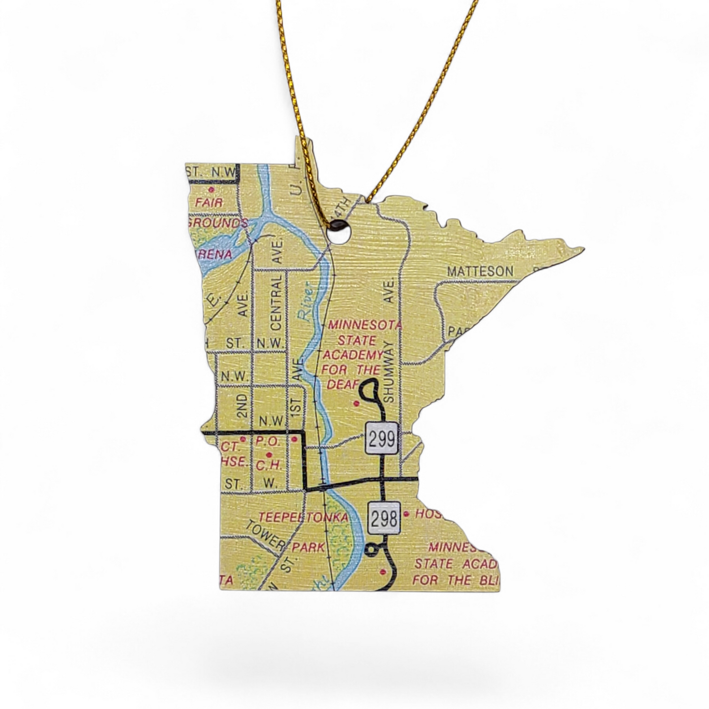 MINNESOTA - "Minnesota State Academy for the Deaf in Faribault" Map Ornament