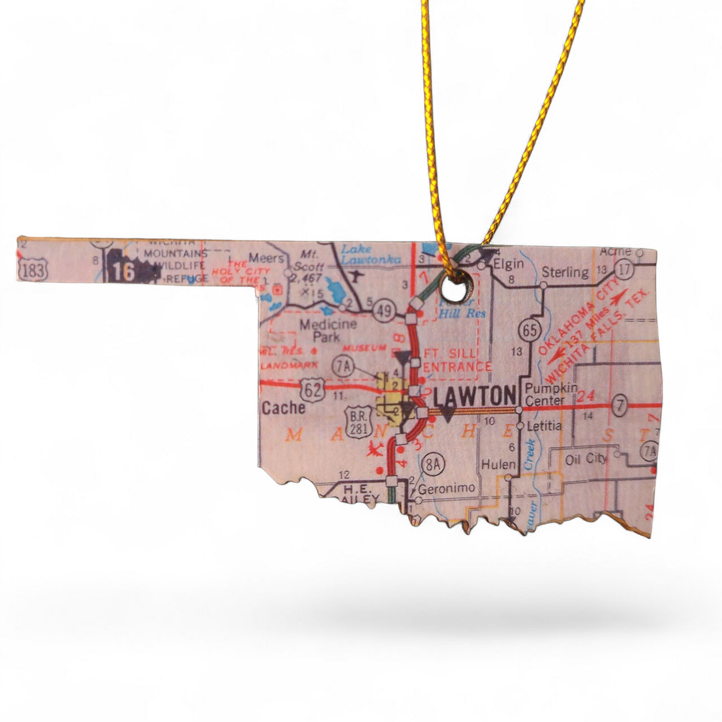 Lawton, Oklahoma Map Ornament