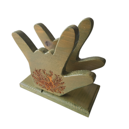 NAPKIN HOLDER - Green I Love You With Deer Flowers