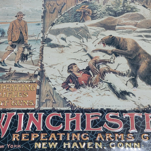 TIN SIGN - Winchester Repeating Rifles and Shot Guns by A.B. Frost