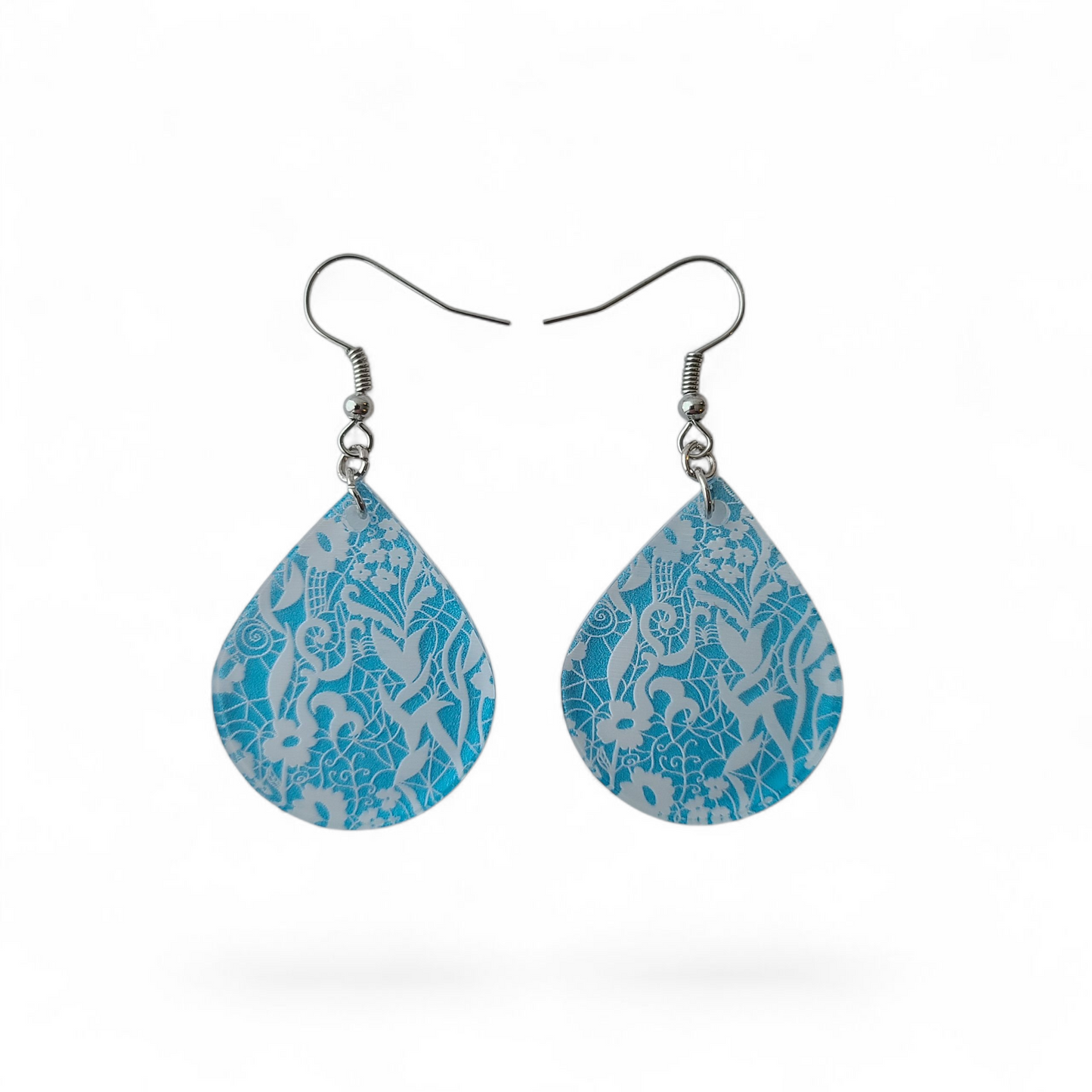 "Frosted Ice Blue Lace" earrings (SILVER)