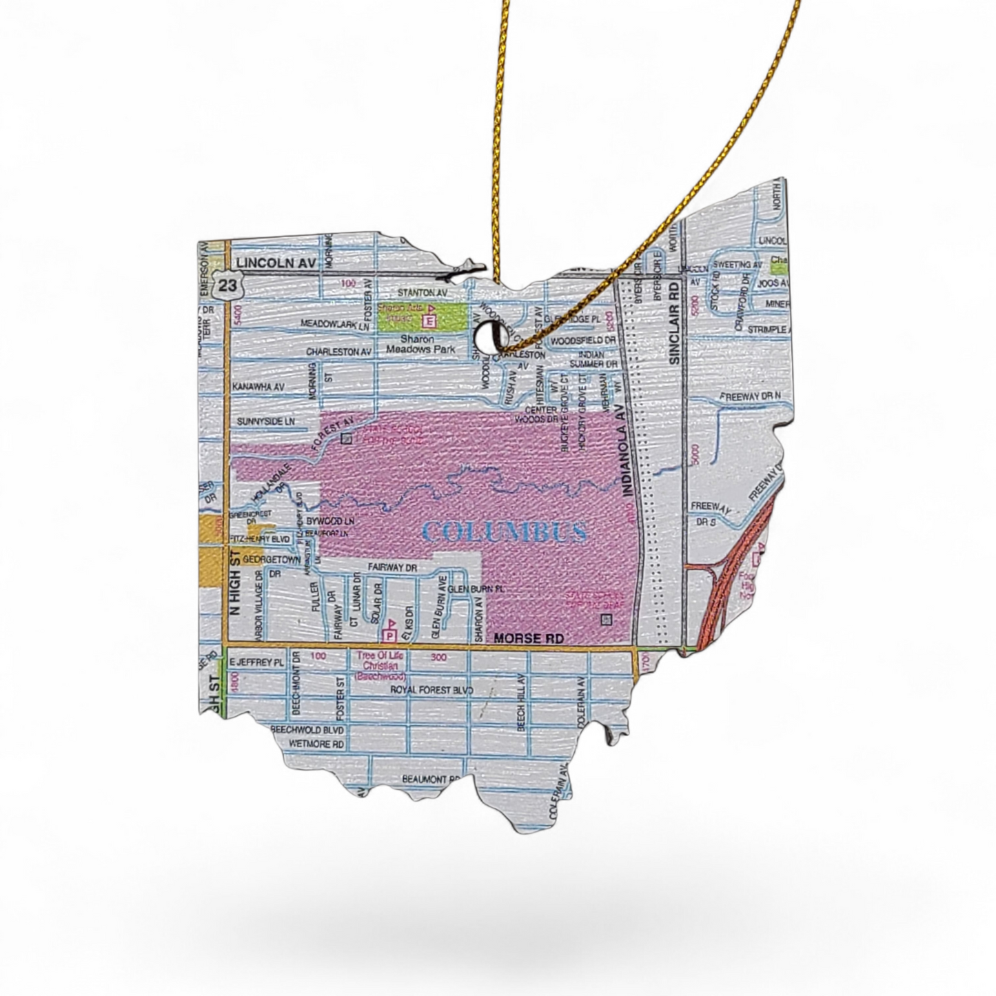 OHIO - "Ohio School for the Deaf in Columbus" Map Ornament