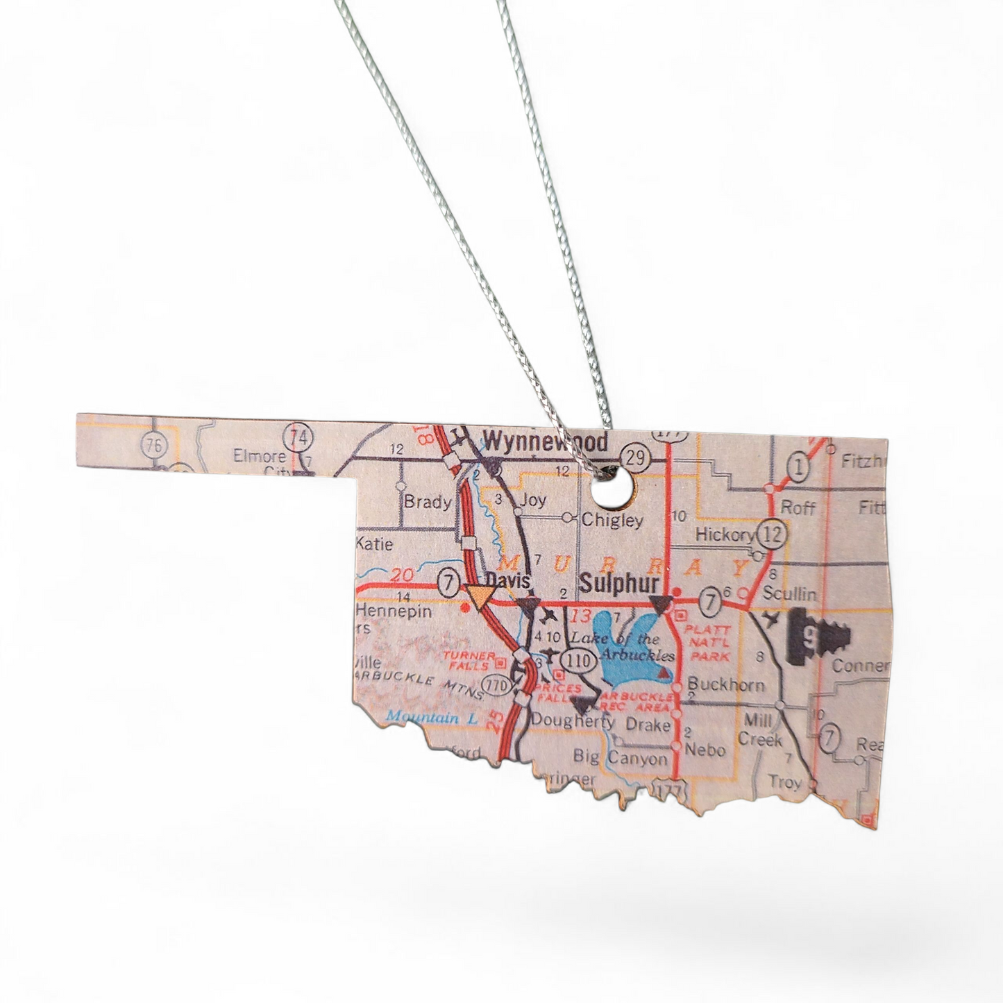 OKLAHOMA - "Oklahoma School for the Deaf in Sulphur" Map Ornament