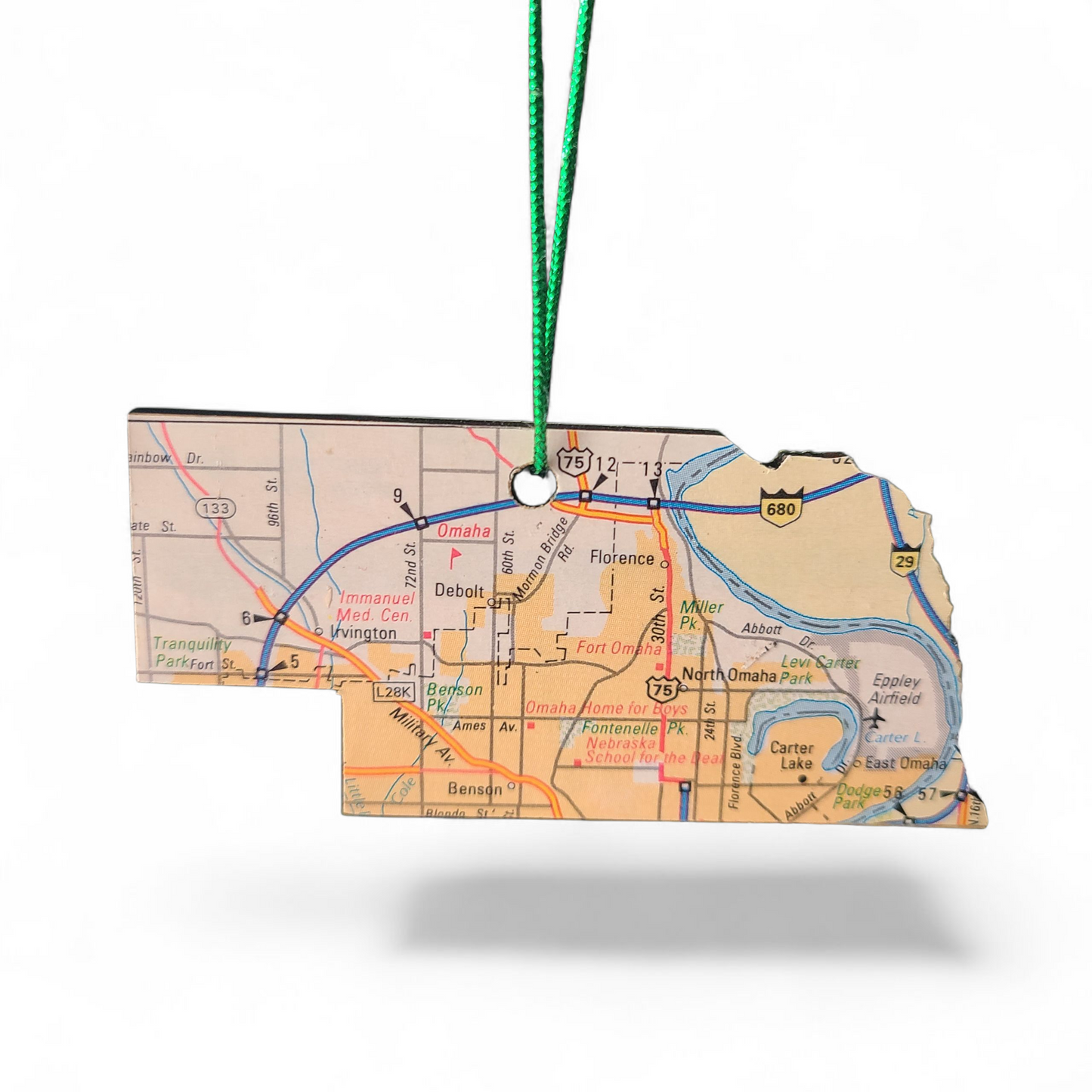 NEBRASKA - "Nebraska School for the Deaf in Omaha (Closed)" Map Ornament