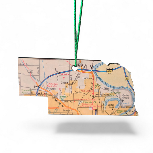 NEBRASKA - "Nebraska School for the Deaf in Omaha (Closed)" Map Ornament