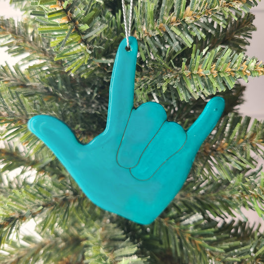 "I Love You (Teal)" ornament