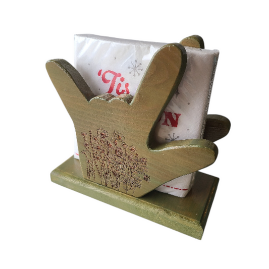 NAPKIN HOLDER - Green I Love You With Flowers