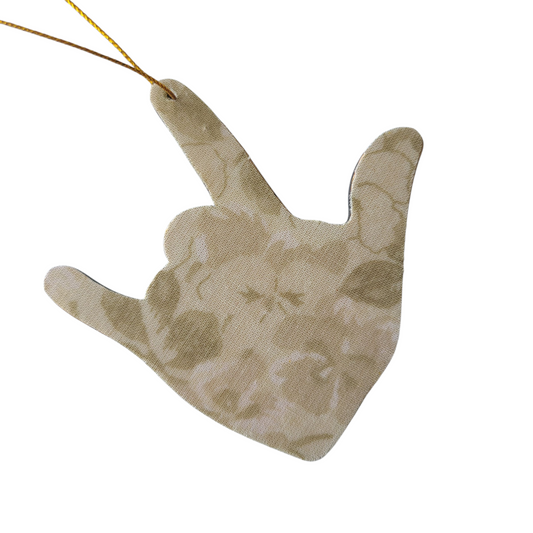 "I Love You, Beige Flowers" ornament