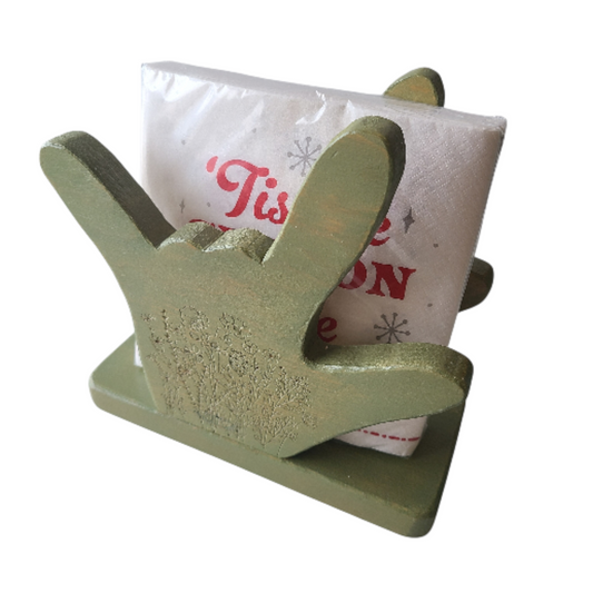 NAPKIN HOLDER - Green I Love You With Flowers (Misfit)