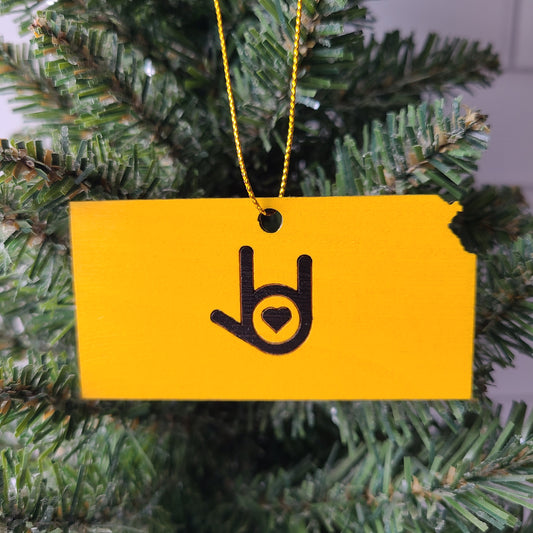 "I Love You Kansas" ornament (Yellow/Black)