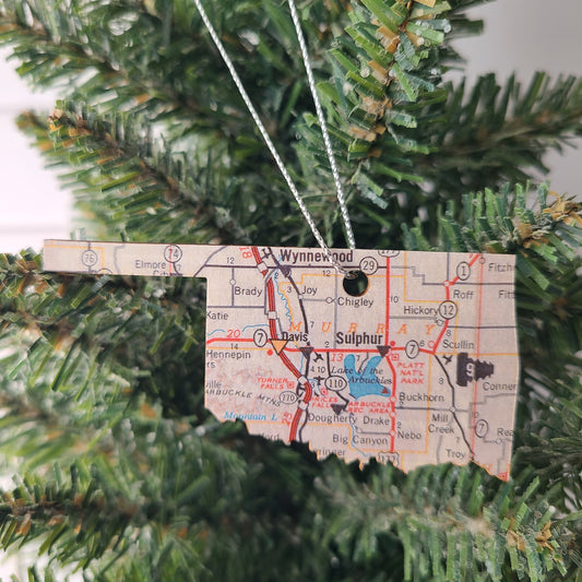 OKLAHOMA - "Oklahoma School for the Deaf in Sulphur" Map Ornament
