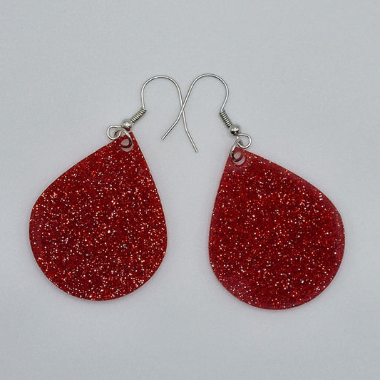 "Sparkly Red" teardrop earrings