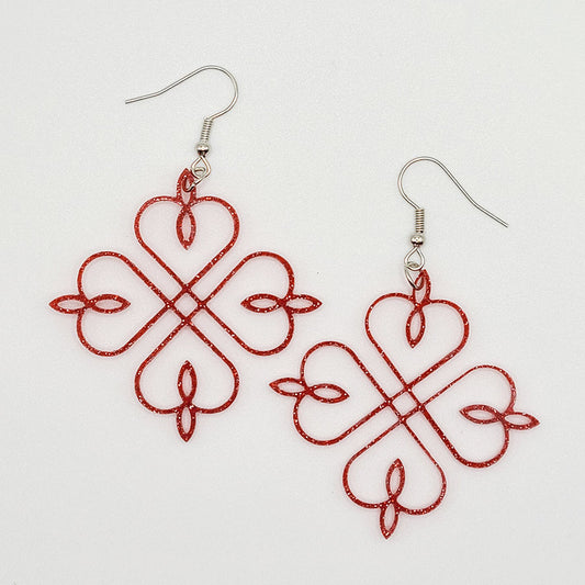 "Sparkly Red 4 Leaf Clover" earrings